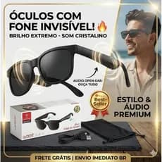 Óculos Bluetooth Fone de Ouvido Sem Fio Proteção UV Música e Chamadas