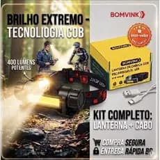 Lanterna de Cabeça LED COB Profissional Recarregável USB Mãos Livres Super Luz Ciclismo Mecânicos camping