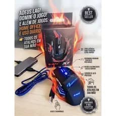 Mouse Gamer B-MAX X7 RGB USB 7 Botões 3200DPI Ajustável Double Click LED Gamer PC Notebook