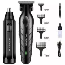 Maquina de Barbear Recarregavel Aparador 2 em 1 Barbeador Cabelo Pelos e Nariz Aço e Ceramica