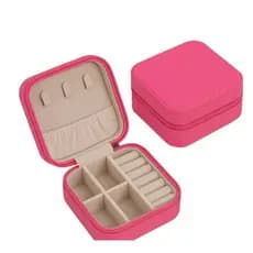 Mini Porta-Joias Rosa Pink em Couro Sintético | Organizador de Anéis, Brincos e Colares | Compacto e Elegante
