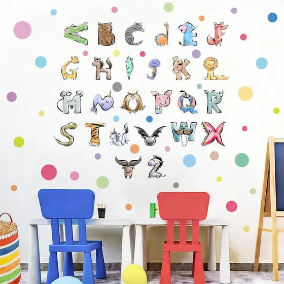 Adesivos de parede aquarela animais 26 letras em inglês adesivos de parede educação infantil adesivos de parede