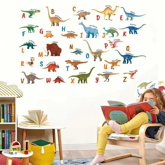 Adesivos de parede letras de dinossauro adesivos de parede 26 letras em inglês padrões de dinossauro adesivos de parede