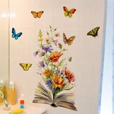 Adesivos de parede plantas flores borboleta de bambu adesivos de parede sala de estar quarto das crianças decoração de f