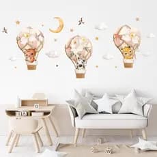 Adesivos de parede flores balão de ar quente adesivos de parede pequenos animais desenhos animados autoadesivos adesivos