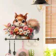 Adesivos de parede bonito esquilo adesivos de parede flor auto-adesivo adesivos de parede embelezar adesivos decorativos
