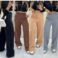 Calça Pantalona Alfaiataria Feminina Premium Com Bolso PROMOÇÃO