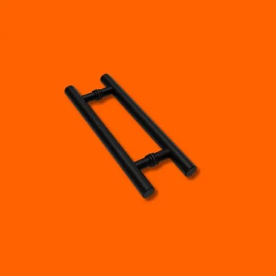Puxador H Tubular Duplo Porta Vidro 40X30 Cm Preto