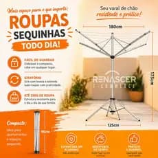 VARAL DE CHÃO GIRATÓRIO 100% ALUMINIO E RESISTENTE