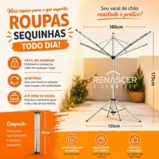 Varal giratório 9/11 cordas - Resistente e prático