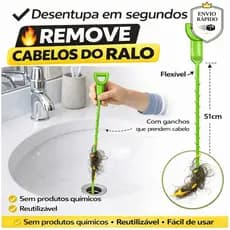 Desentupidor de Ralo Flexível Remove Cabelo Limpador de Pia Banheiro Reutilizável 51cm