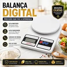 Balança Digital Cozinha Alta Precisão 10Kg Dieta Fitness + 2 Pilhas AAA