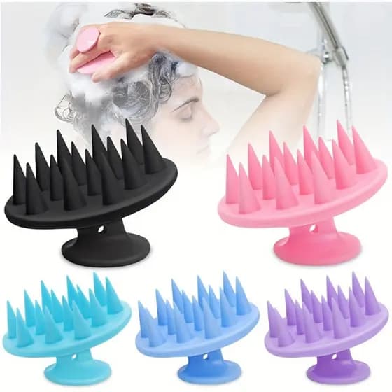 ESCOVA MASSAGEADORA M DE SILICONE - COURO CABELUDO ANTI-CASPA LIMPEZA PROFUNDA CORES SORTIDAS⭐
