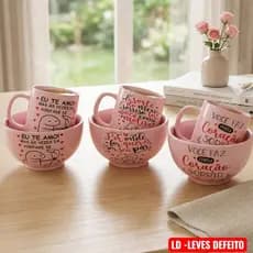 KIT CUMBUCA 400ML + CANECA RETA 300ML ROSA TEMA AMOR PARES SORTID✨💖