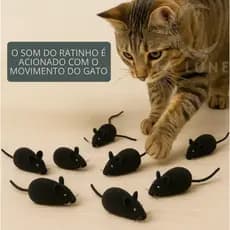 Ratinho Brinquedo Interativo Sonoro para Gatos Pet Mordedor Cauda Macia Estímulo Caça Som Realista Felino Enriquecimento