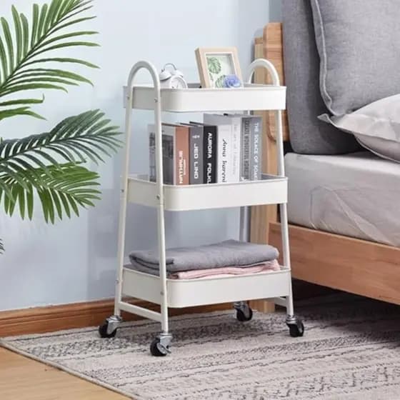Rack Organizador com Rodinhas: Prateleira 3 Andares para Lavanderia, Banheiro ou Fruteira