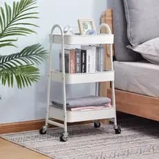 Rack Organizador com Rodinhas: Prateleira 3 Andares para Lavanderia, Banheiro ou Fruteira