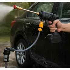 Pistola Pressão Portátil Recarregável Lavadora Alta Vazão Jato D’Água Carro Jardim Casa 8 Acessórios Limpeza Potente