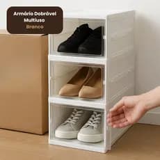 Armário Dobrável Multiuso Branco Portátil Guarda Objetos Organização Roupa Roupas Acessórios Espaço Extra Compacto Monta