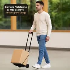 Carrinho Plataforma Dobrável 2 Rodas Transporte Carga Resistente Portátil Móvel Armazém Indústria Casa Carrinho Reforçad