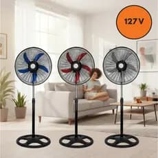Ventilador Coluna Pedestal 127V 60W Silencioso Oscilante Potente Ajustável Refresca Ambiente Quente Verão Residencial
