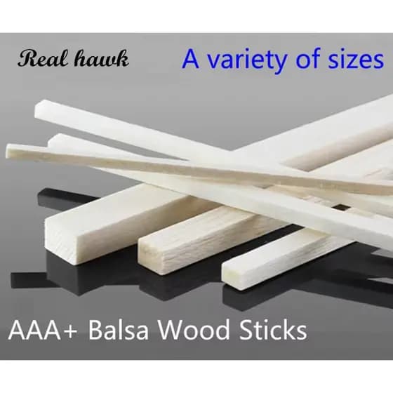 Barras de Balsa Quadradas AAA+ 500mm - 7 Tamanhos 2x2 a 6x6mm - Para Maquete Aeromodelo e Barco RC - Leve e Fácil Corte