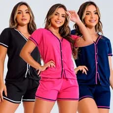 Kit Pijama Blogueira Americano Amamentação com Botões Cirúrgico