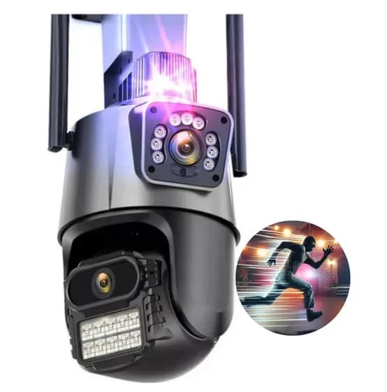 Camera Segurança Externa Lente Dupla 4k 6mp Sirene Policial