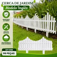 Kit 6 Cercas Para Jardim 68x41cm Modelo Inglês Ondulada Para Decoração - Castela