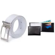 Kit 1 Carteira Masculina + 1 Cinto BRANCO  Atacado promoção DIA DOS PAIS