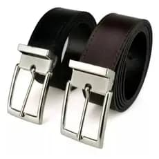 Kit 2 Cintos Social Masculino Couro Ecológico Dupla Face Preto e Marrom