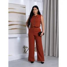Conjunto Helena Tecido Sensorial Marrant Elegante Moda Casual Feminino Elegância