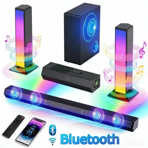 Soundbar Barra de Som Bluetooth 5.3 Home Theater 340W com Subwoofer HDMI ARC TV Dupla Tensão