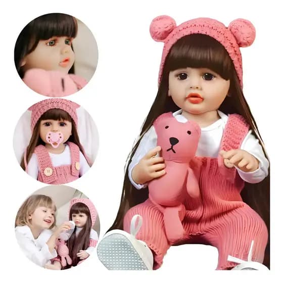 Zavanese Bonecas Bebe Reborn Menina 100% Silicone 55cm Com Acessórios Pode Banho