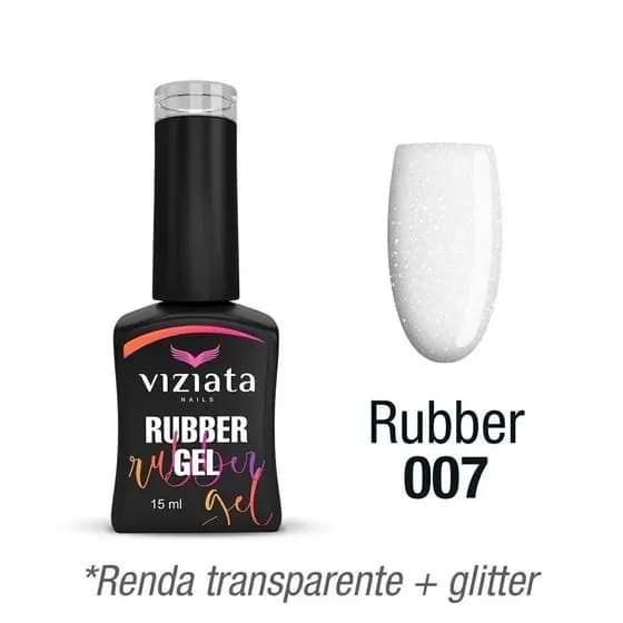 RUBBER 007 VIZIATA NAILS ESMALTE EM GEL (RENDA COM GLITTER)