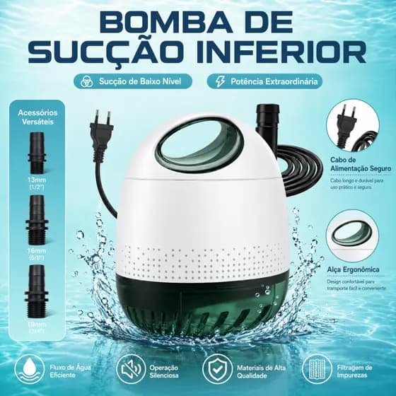 Bomba Submersa Aquário Newpet 4000LH 3,5M Lago Fonte Cascata Chafariz Sump Silenciosa