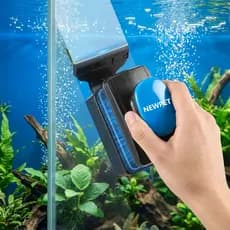 NewPet Limpador Magnético para Aquário com Raspador de Titânio e Escova Flutuante, para Vidros de Até 4-12 mm