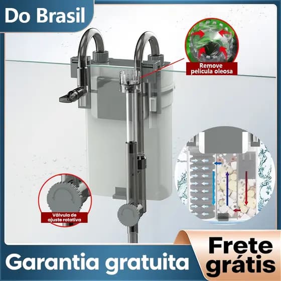 Newpet Filtro Externo Hang-on Mini para Aquário 500L/h Silencioso e Remove Película Oleosa