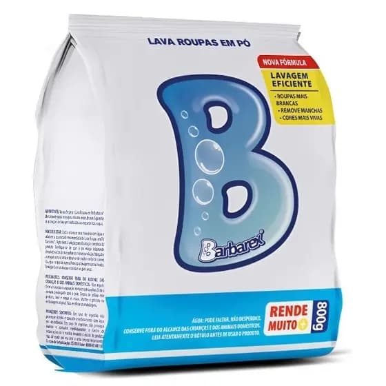 Sabão Em Pó Barbarex Perfume Intenso Saco 800g Lava Roupa