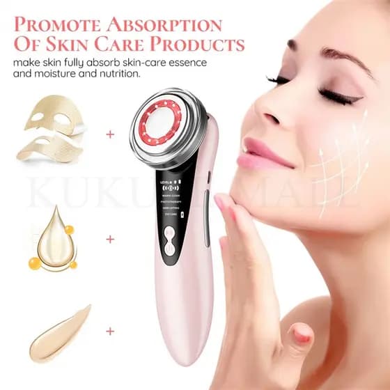 Dispositivo De Massagem Facial Elétrico Com Led Anti-Envelhecimento Coreno 5 em 1 Multifuncional Led Terapia