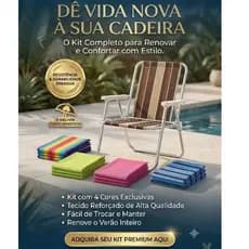 Kit 4 Refis para Cadeira de Praia / Reposição Tecido Fácil de Instalar Não Serve Reclinável