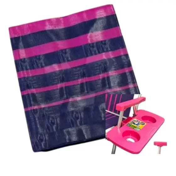 Refil de cadeira de praia + mesa portatil em lindas cores