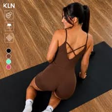 Macaquinho Academia Feminino Slim ZERO TRANSPARÊNCIA Costas Nua Alça Fina Fitness Alta Compressão