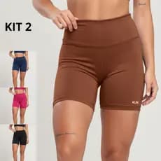Kit 2 Shorts Legging Fitness Feminina Cintura Alta Meia Coxa Básica Confortável Zero Transparência