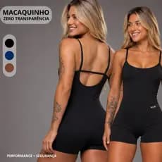Macaquinho Fitness Academia Feminino Alcinha Costas Nuas Slim Zero Transparência Esportivo
