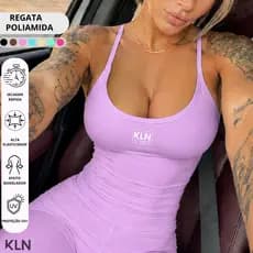Regata Feminina Fitness Poliamida Camiseta Alcinha Básica Slim Academia Zero Transparência