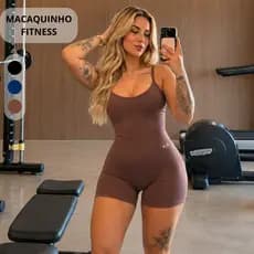 Macaquinho Academia Feminino Alcinha Slim Alta Compressão Costas Nuas Zero Transparência KLN