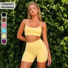 Conjunto Academia Feminino Top Alcinha Short Cintura Alta Compressão Slim Zero Transparência