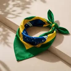 Lenço Bandana Cetim Seda Echarpe Bandeira Do Brasil 50x50cm Copa Do Mundo Seleção Brasileira Moda Masculina Feminino