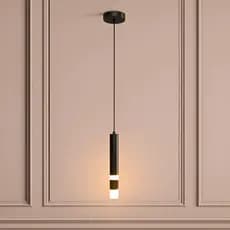 Lustre Pendente Tubular Preto LED Bivolt  Cozinha Bancada Sala Jantar Iluminação Decorativa Minimalista Hight Comercio